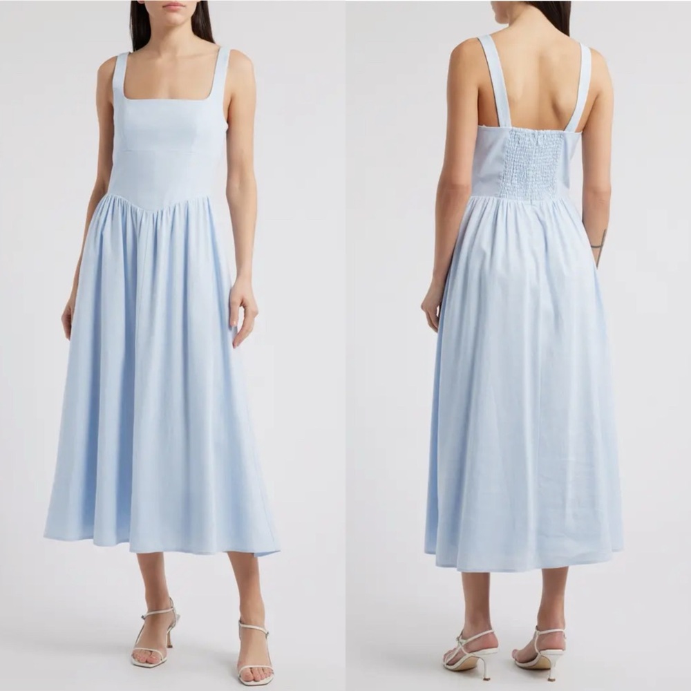 Charles Henry Fit & Flare Midi Dress, Blue, XS